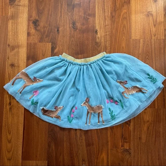 Mini Boden Blue Deer Frost Tulle Sequin Skirt Size 9-10 Y - Picture 2 of 6